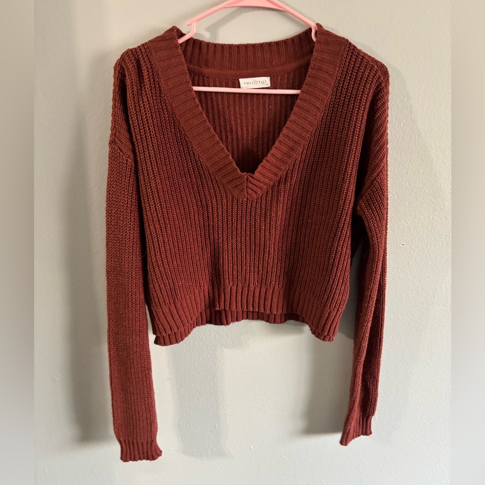 2/$10 TILT V-Neck Sweater in Rich Rust
